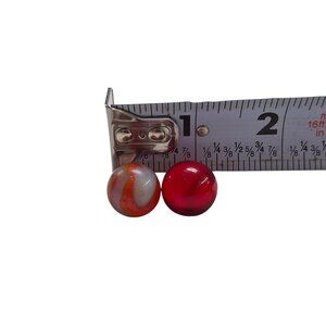 Vintage Glass Marbles - Red Single-Color & Swirl Pattern Collectibles